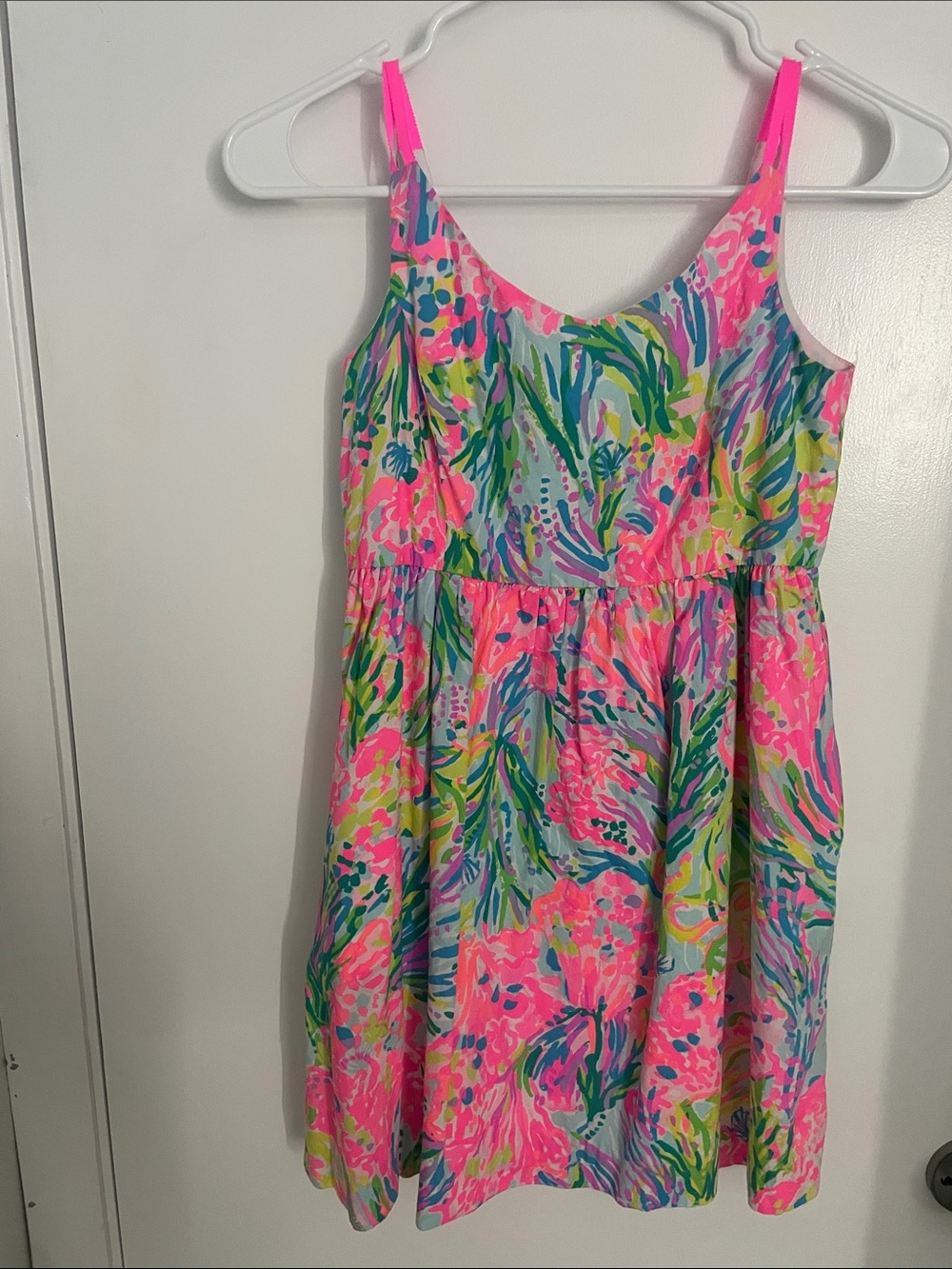 Lilly Pulitzer Girls Neon Pink Multi Floral Sundress